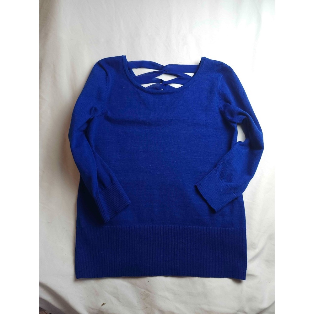 Cable & Gauge Sweater Womens Large Blue Knit Strappy Crisscross Back Classic